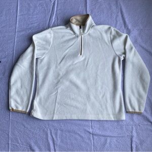 Old Navy 1/4 Zip Fleece Shirt Long Sleeve Striped Mock Neck Cream Women's L